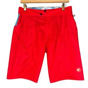 Pactimo Pro Mountain Bike Shorts Mens Medium Red Adjustable Waist Zipper Pocket